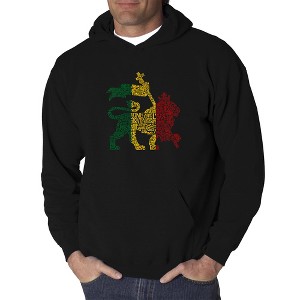 LA Pop Art Men's Word Art Hooded Sweatshirt - Rasta Lion - One Love - 1 of 4