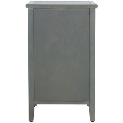 Transitional Ash Grey Elm Wood Nightstand with Glass Storage