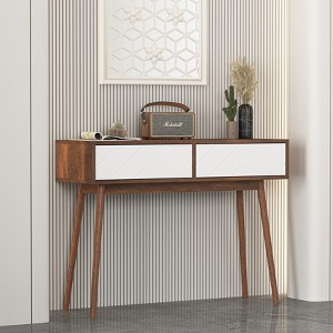 Grungis Console Table with 2 Carved Panel Drawers,Entryway Table with Storage Space and Wood Legs,Console Table for Living Room - 1 of 4