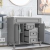 36" Bathroom Vanity with Top Sink, Modern Bathroom Storage Cabinet with 2 Soft Closing Doors and 2 Drawers, Single Sink Bathroom Vanity Grey - 2 of 4