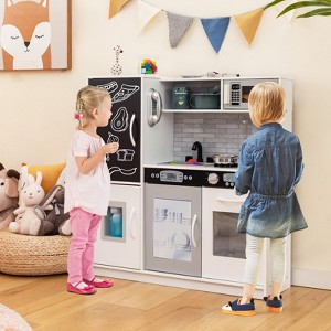 Infans Kid’s Pretend Play Kitchen Toddler Kitchen Playset w/ Blackboard White - 1 of 4