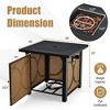 Costway 28 Inch Square Propane Gas Fire Pit Table with Fire Glasses &Rain Cover 50,000 BTU - 3 of 4
