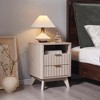 18" Modern Fluted Nightstand with Charging Station, Side Table with Faux Marble Top for Bedroom, Living Room - 2 of 4