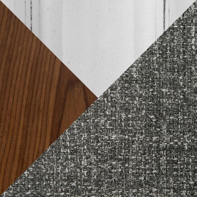 Set of 2 Adjustable Gray Fabric and Walnut Barstools