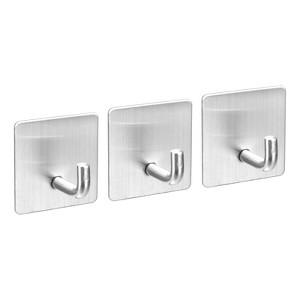 Unique Bargains 304 Stainless Steel Waterproof Sturdy Clothes Towels Self Adhesive Hooks and Hangers - 1 of 4