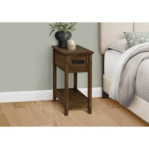 FONTOI 2-Tier Side Table with Storage Drawer, Bedside Table with Storage Shelf, Nightstand for Books/Plants, Walnut, 21.75"*24.25"*11.75" - 1 of 4