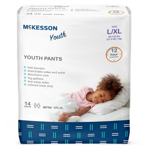 Curity Youth Pants Youth Pull-On Diapers Size Large/X-Large Case/56 (4 bags  of 14) 