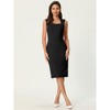 Hobemty Women's Sleeveless Square Neck Elegant Work Sheath Dress - 2 of 4