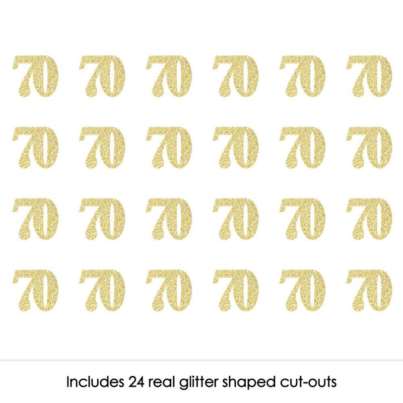 Big Dot of Happiness Gold Glitter 70 - No-Mess Real Gold Glitter Cut-Out Numbers - 70th Birthday Party Confetti - Set of 24, 2 of 7