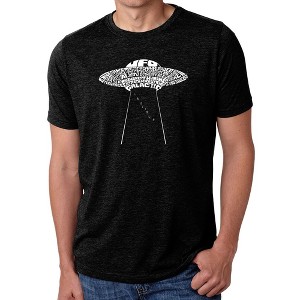 LA Pop Art Men's Premium Blend Word Art T-shirt - Flying Saucer UFO - 1 of 4