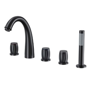 CASAINC 3-Handle Deck Mount Roman Tub Faucet with Hand Shower in Brushed Nickel - 1 of 1