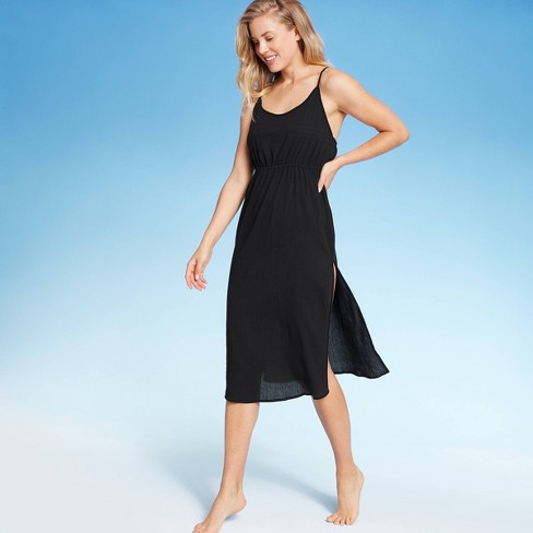 Women S Cinch Waist Cover Up Dress Sunn Lab Swim Black L Target
