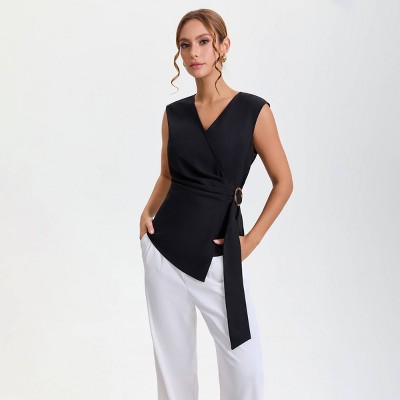 Women's Buckle Wrap Vest - A New Day™ Black