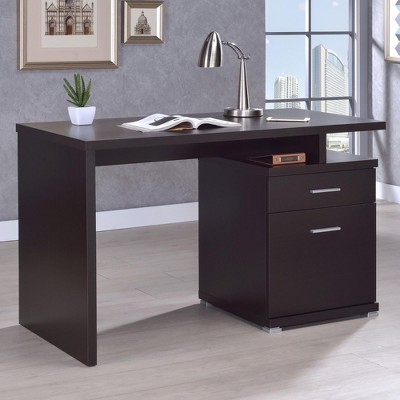 NicBex Home Office Desk 47.25" L Morden Reversible Writing Desk with 2 Drawers, Wooden Desktop and Metal Legs for Office, Study, Living Room