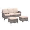 Sonkuki 3 Pieces Outdoor Patio Furniture Sets, Rattan Sofa with Ottoman Wicker Set for Backyard Porch, Garden, Poolside, Balcony - 2 of 4