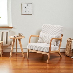 Mshliw Mid-Century Modern Accent Chair & Coffee Table Set, Vintage Leisure Chair with Solid Rubberwood Frame and Matching Table for Living Room - 1 of 4