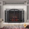 Single Panel Iron Fire Screen Wrought Iron Fireplace Safety Screen Decorative Scroll Spark Guard Cover-Christopher Knight Home - 2 of 4