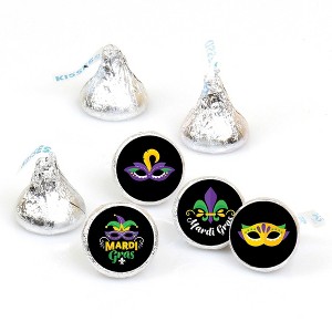 Big Dot of Happiness Colorful Mardi Gras Mask - Masquerade Party Round Candy Sticker Favors - Labels Fits Chocolate Candy (1 sheet of 108) - 1 of 4