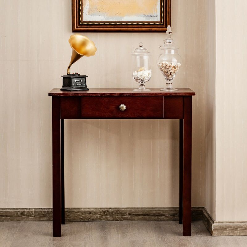 Costway Console Table with Drawer Entryway Hallway Accent Wooden Table Espresso, 4 of 10