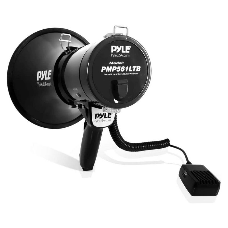 Pyle Portable PA Megaphone Speaker with Built-in Rechargeable Battery, LED Lights, Siren Alarm Mode & Adjustable Volume Control Black, 2 of 7