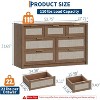 Rattan 7 Drawer Dresser, Wide Chest, Golden Handles, Wood Storage Organizer, Farmhouse TV Stand, Living Room, Dark Wood - 4 of 4