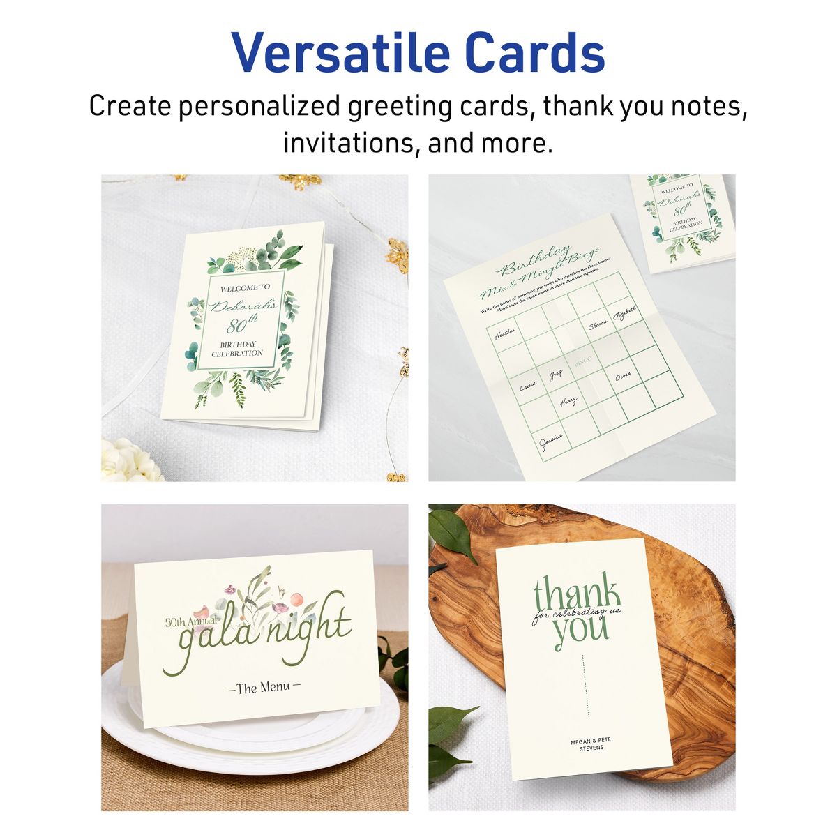 Avery Matte Ivory Greeting Cards, 4-1/4" x 5-1/2" Rectangle Quarter Fold - thumbnail 3