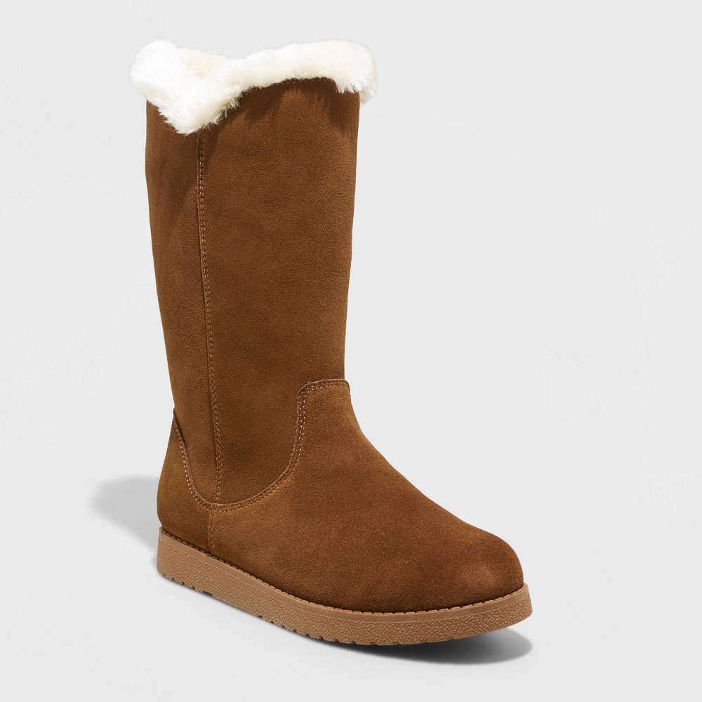 Women's Charleigh Tall Shearling Style Boots - Universal Thread Brown 8