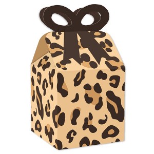 Big Dot of Happiness Leopard Print - Square Favor Gift Boxes - Cheetah Party Bow Boxes - Set of 12 - 1 of 4