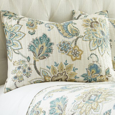 Gray and Teal Cotton Twin Reversible Quilt Set