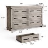 Brown Farmhouse 6 Drawer Dresser for Bedroom Rustic Wood Chest of Drawers Vintage Storage Organizer for Living Room TV Stand 55 Inch - 2 of 4