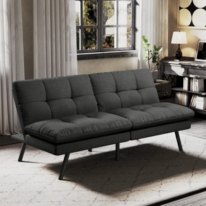Vipbear Futon Sofa Bed, 68" Convertible Memory Foam Futons Couch Bed,Adjustable Backrests Couch Sleeper Bed, Modern Love Seat, Blue/Gray - 1 of 4