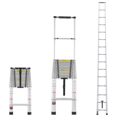 VEVOR Telescoping Ladder, 20.3FT Aluminum Lightweight Extension Ladder, Multi-button Retraction Collapsible Ladder, 419 LBS Capacity, Silver