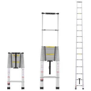 VEVOR Telescoping Ladder, 20.3FT Aluminum Lightweight Extension Ladder, Multi-button Retraction Collapsible Ladder, 419 LBS Capacity, Silver - 1 of 4