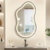 Beautyolove Irregular Asymmetrical Gold Framed LED Light Anti-Fog 3-Colors Dimmable Wall Mirror - 2 of 4