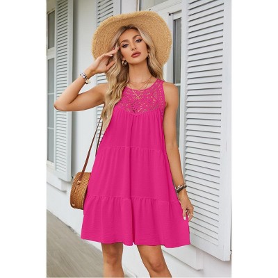 Women's Lace Halter Neck A-Line Dress Summer Sundress