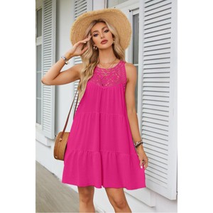 Women's Lace Halter Neck A-Line Dress Summer Sundress - 1 of 3