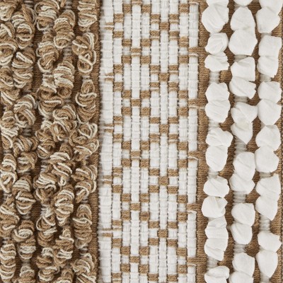 Stone and White Reversible Hand-Loomed Cotton Blend Rug 2x3 Ft