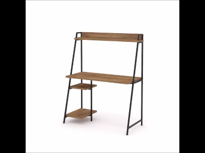 Sindoori Mango Wood Desk with Black Metal Hutch