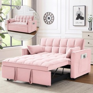 TiranisuBest Grey 3-in-1 Sectional Sofa Bed with Pull-Out Function, Adjustable Backrest, and Side Pocket, Ideal for Compact Spaces - 1 of 4