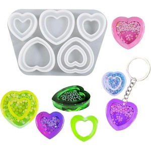 JDICTION Heart Shaker Resin Molds, Hollow Heart Epoxy Molds for DIY Quicksand Pendant, Necklace & Craft Making - 1 of 4