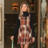 Women's Square Neck Red Plaid Print Cross Back Sleeveless Overall A Line Dress - Cupshe - 4 of 4