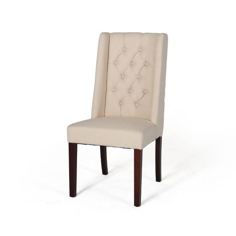 Set of 2 Blount Wooden Dining Chairs with Fabric Cushions Beige/Natural Finish - Christopher Knight Home, 6 of 15