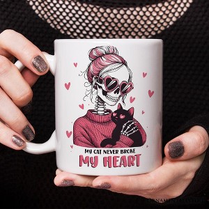 Valentine Day Girl Mug, My Cat Never Broke My Heart Funny Gift (Non-Custom Only)| OrnamentallyYou - 1 of 4