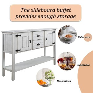 48'' Solid Wood Sideboard with 2 Drawers and Cabinet and Bottom Shelf, Vintage Style Storage Dining Room Buffet - 1 of 4