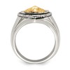 Black Bow Jewelry Men's 18mm Stainless Steel & 14K Gold Accent Lion Shield Ring - 2 of 4