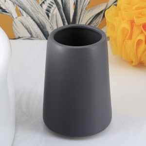 Evideco French Home Goods Elegant Stoneware Bathroom Tumbler & Toothbrush Holder - Flared Shape, 14 oz - 1 of 4