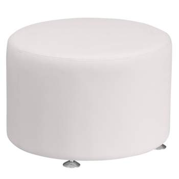 Emma and Oliver 24" Round Leather Living Room/Reception Ottoman