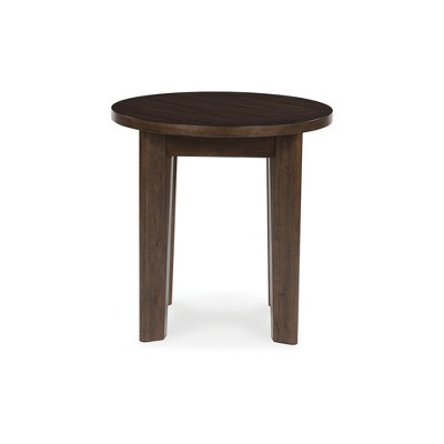 Korestone 26" Round Dark Brown Wood End Table