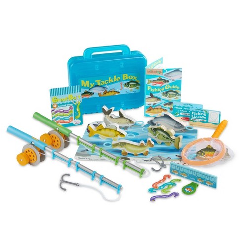 Toy Fishing Set Pole Rod Reel Tackle Box Magnetic Fish Pretend Play 