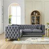 82.2" Velvet L-Shaped Corner Sectional Sofa, 5-Seater Chesterfield Couch with Nailhead Trim, Solid Wood Frame, Tufted Design, Metal Legs - 2 of 4